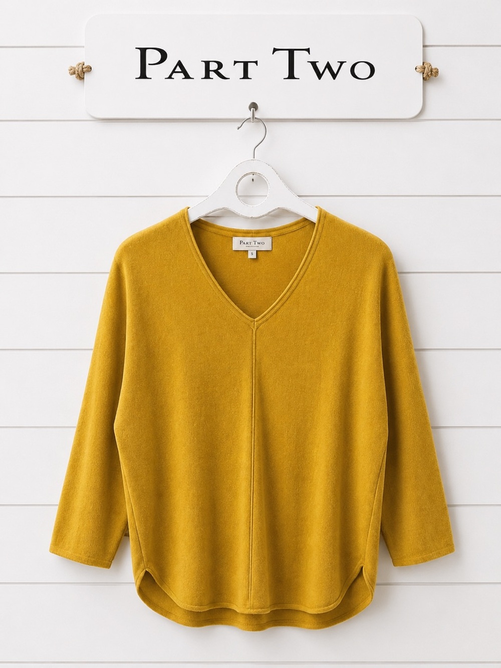 PART TWO Mustard Yellow Lightweight Knit Top – Size S
